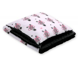 Set: Double-sided blanket minky + pillow- pink zebras